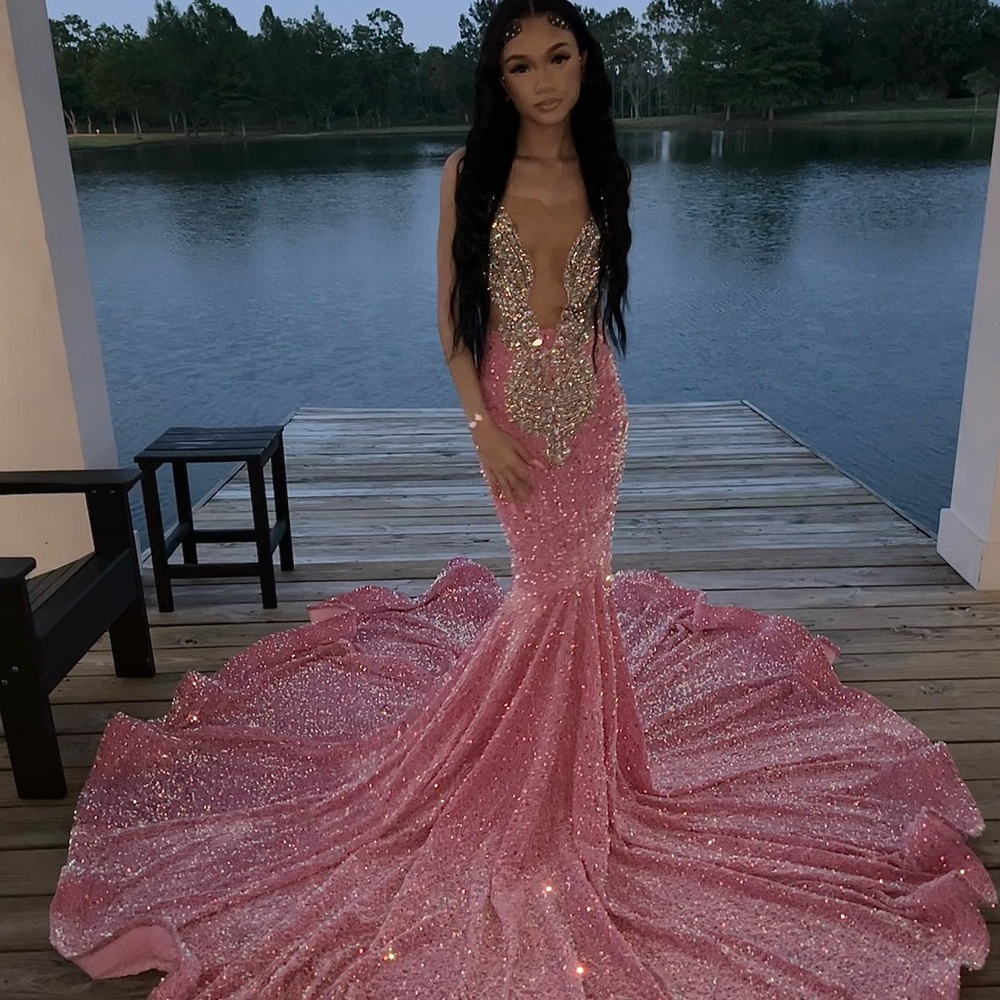 Stunning Pink Sequin Gown - image 1